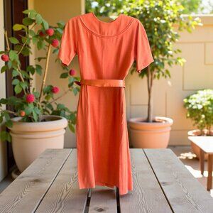 Jerry Gilden Vintage 60s Orange Belted Sheath Dress